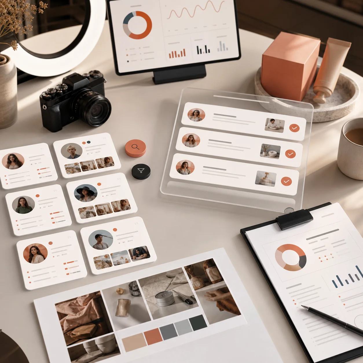 Influencer marketing creator cards, campaign brief and performance dashboard by Digital Space Co
