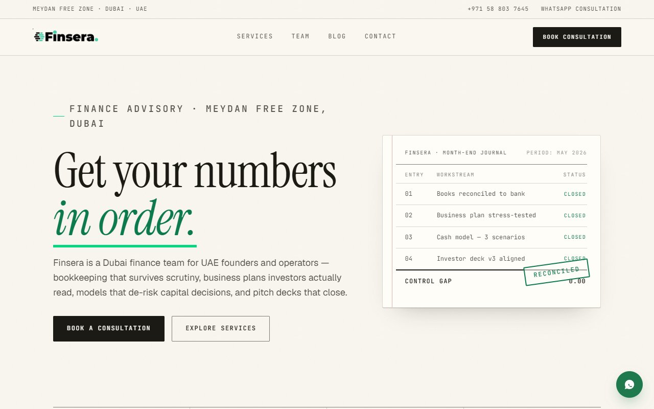 Finsera UAE website design by Digital Space Co